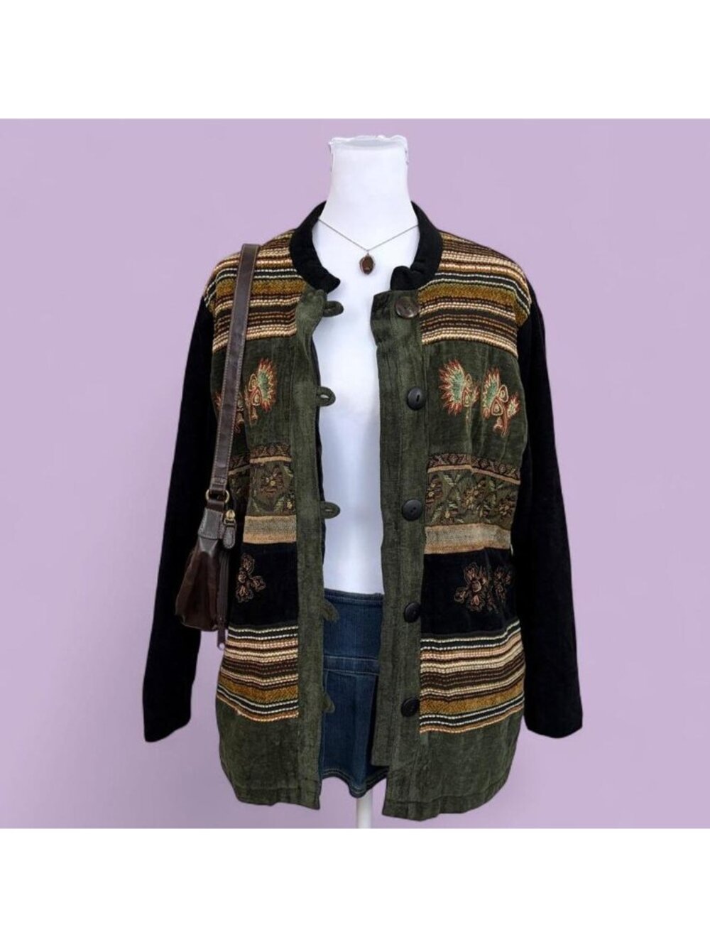 90s striped boho jacket